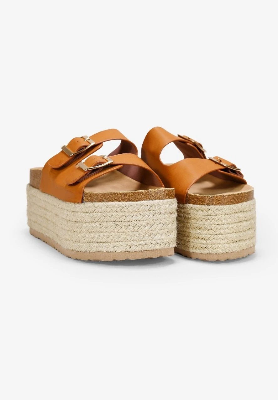 Con Plataforma Esparto - Sandalias - Cuero 2 Con Plataforma Esparto - Sandalias - Cuero - Imagen 2