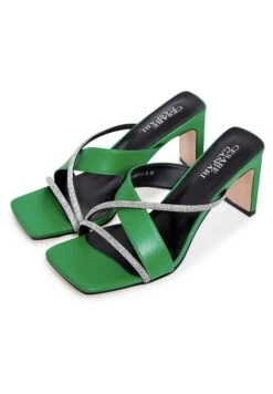 1659 - Cesare Gaspari High Heeled Sandals Leather High Heeled Sandals - Sandals - Cesare Gaspari - Sandalias - Green -Hava Tienda de ventas f375f9bfb2ec4e43b8d60f00047d4868